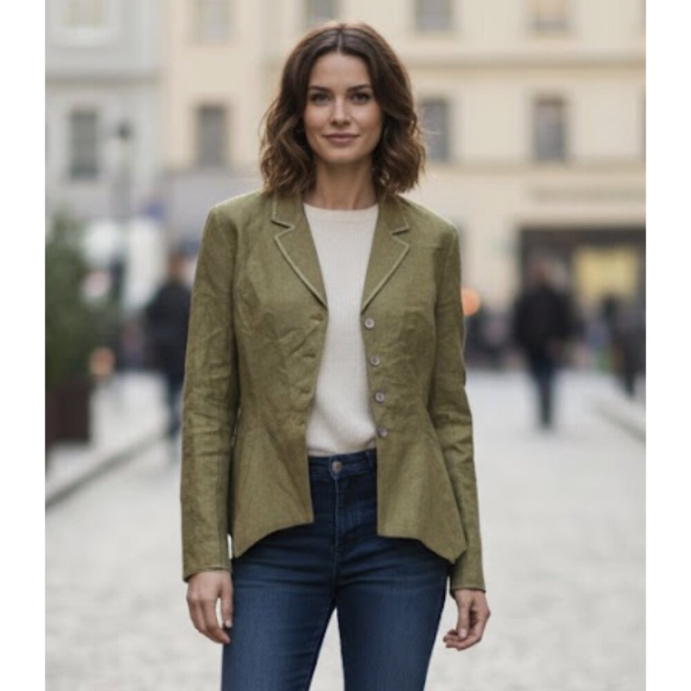 VINTAGE KENZO Linen Blend Lightweight Point Hem Blazer Academia Avant Garde